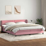 Sommier à lattes de lit avec matelas rose 180x210 cm velours