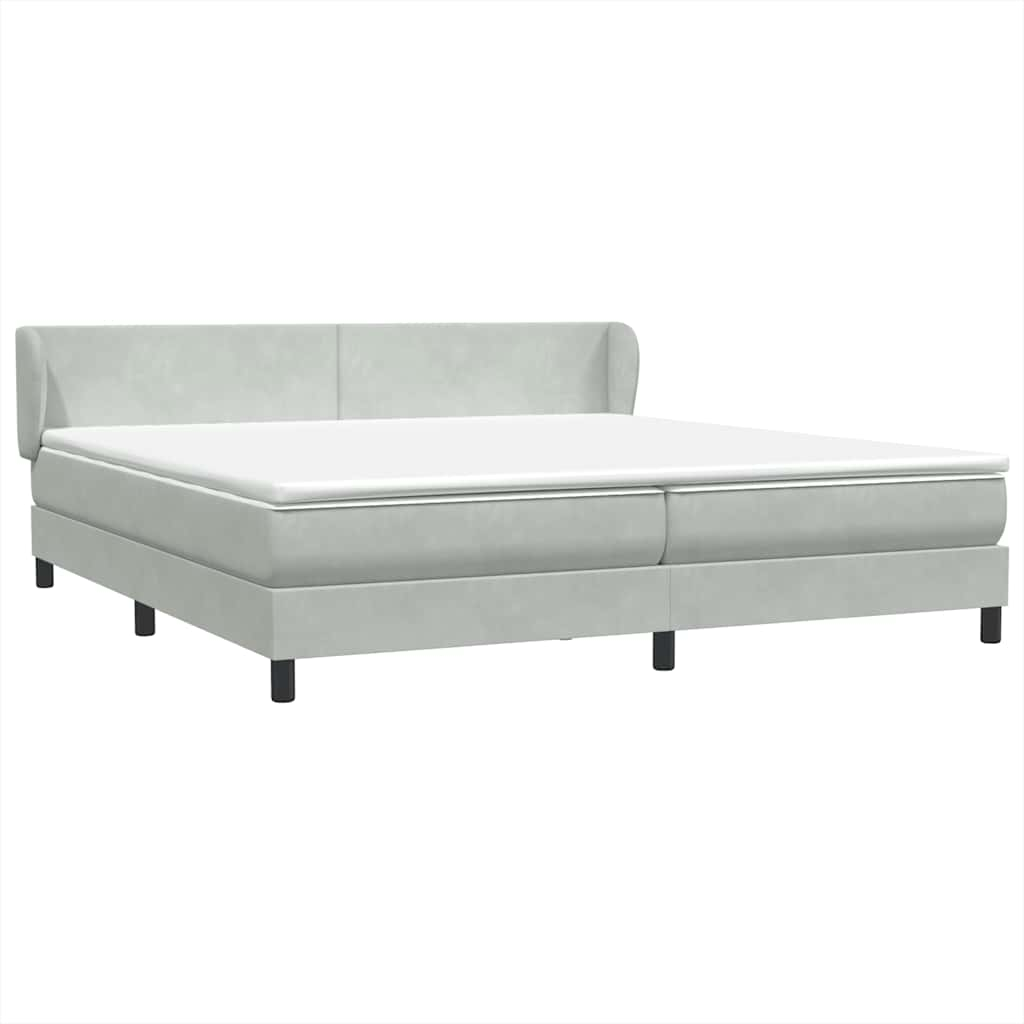 Sommier à lattes de lit et matelas gris clair 200x210cm velours