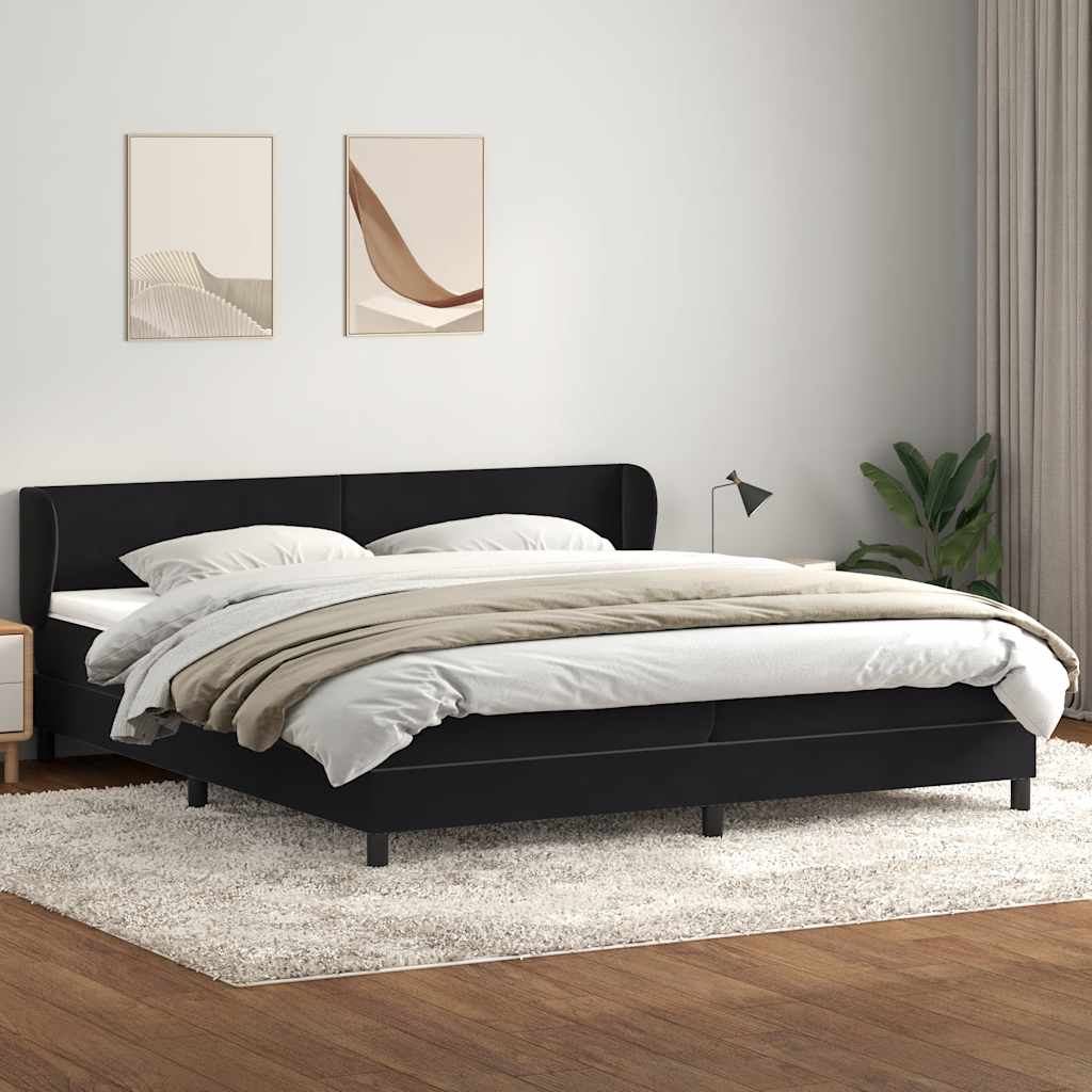 Sommier à lattes de lit avec matelas noir 200x210 cm Velours