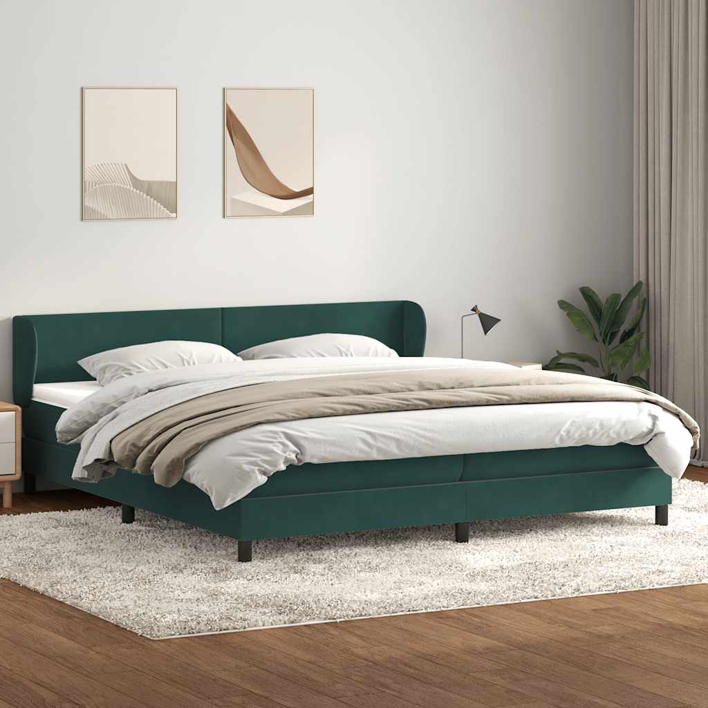 Sommier à lattes de lit et matelas vert foncé 200x210cm velours