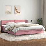 Sommier à lattes de lit avec matelas rose 200x210 cm velours