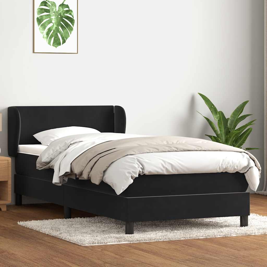 Sommier à lattes de lit avec matelas noir 80x220 cm velours