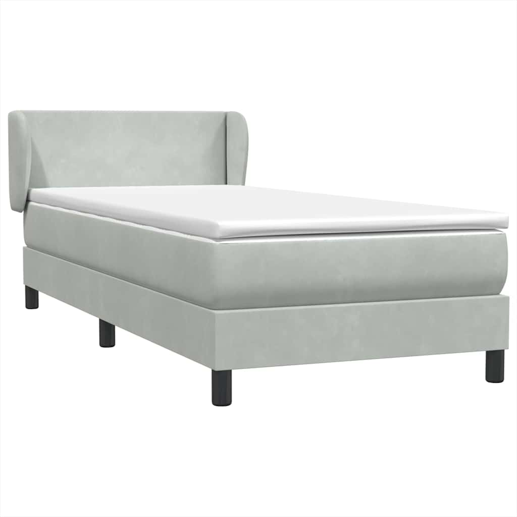 Sommier à lattes de lit et matelas gris clair 90x220 cm velours