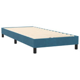 Dark blue slatted bed base and mattress 100x220cm velvet