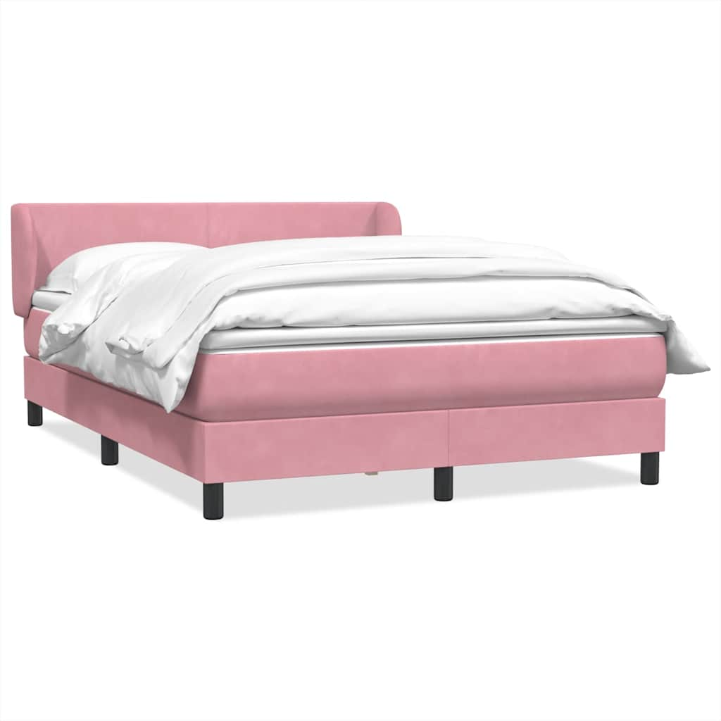 Sommier à lattes de lit avec matelas rose 140x220 cm velours