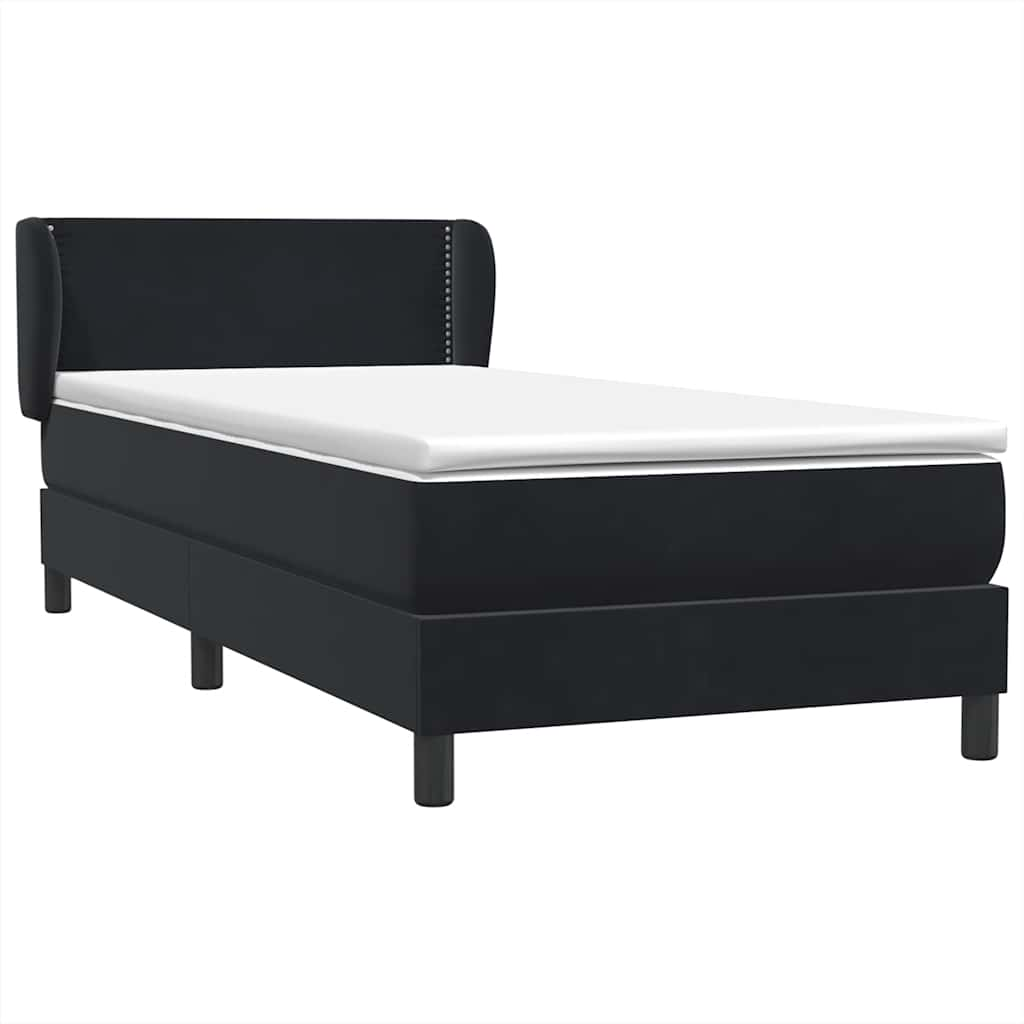 Sommier à lattes de lit avec matelas noir 80x210 cm velours