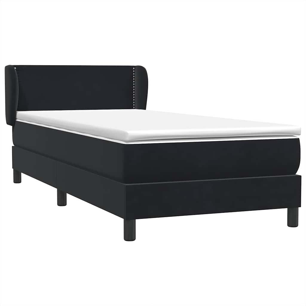 Sommier à lattes de lit avec matelas noir 90x210 cm velours