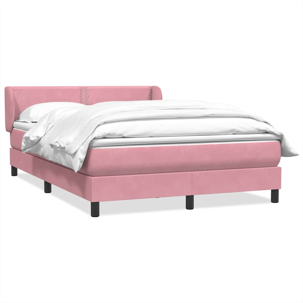 Sommier à lattes de lit avec matelas rose 140x210 cm velours