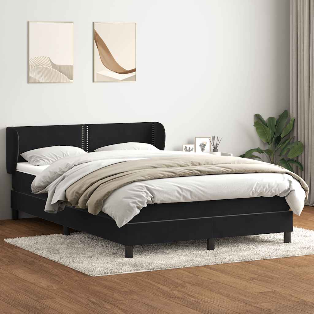 Sommier à lattes de lit avec matelas noir 160x210 cm velours