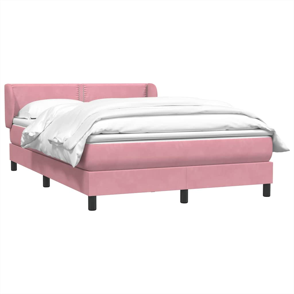 Sommier à lattes de lit avec matelas rose 160x210 cm velours