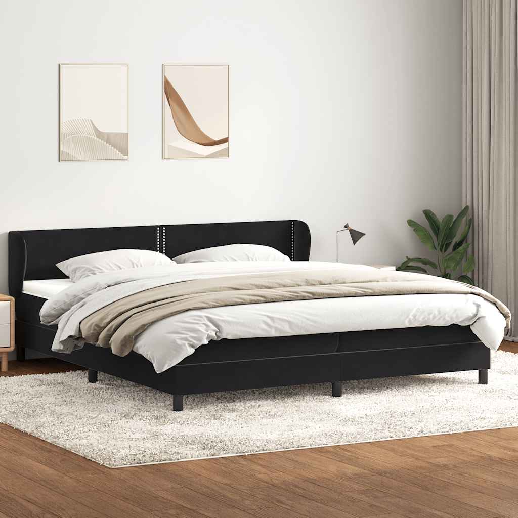 Sommier à lattes de lit avec matelas noir 180x210 cm velours