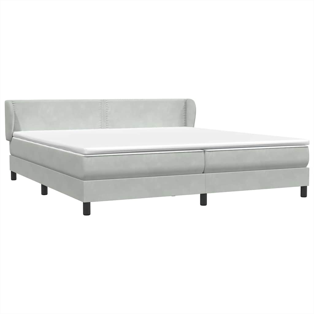 Sommier à lattes de lit et matelas gris clair 200x210cm velours