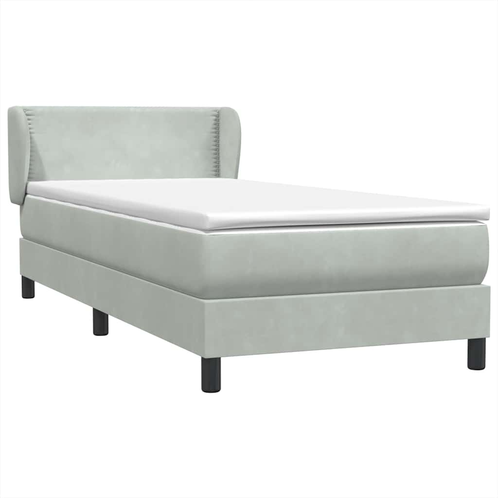 Sommier à lattes de lit et matelas gris clair 90x220 cm velours