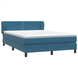 Dark Blue 160x220cm Velvet Bed Slatted Base and Mattress