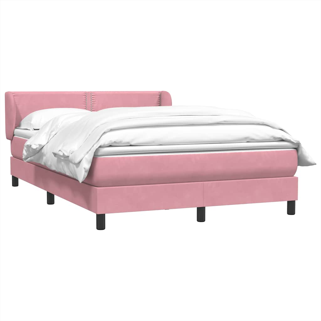 Sommier à lattes de lit avec matelas rose 160x220 cm velours