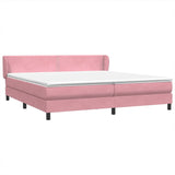 Sommier à lattes de lit avec matelas rose 180x220 cm velours