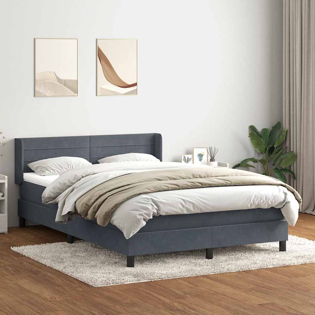 Sommier à lattes de lit et matelas gris clair 200x220cm velours