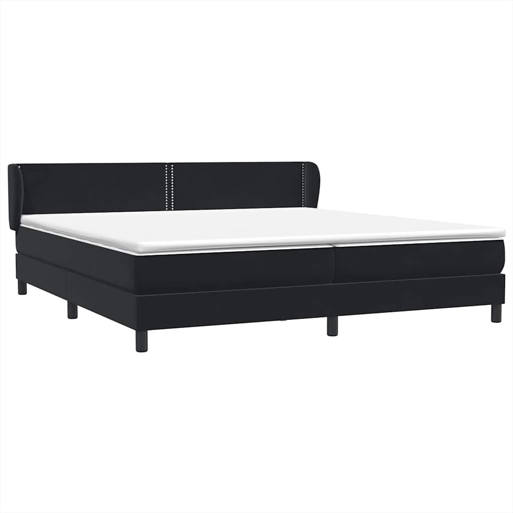 Slatted bed base with black mattress 200x220 cm velvet