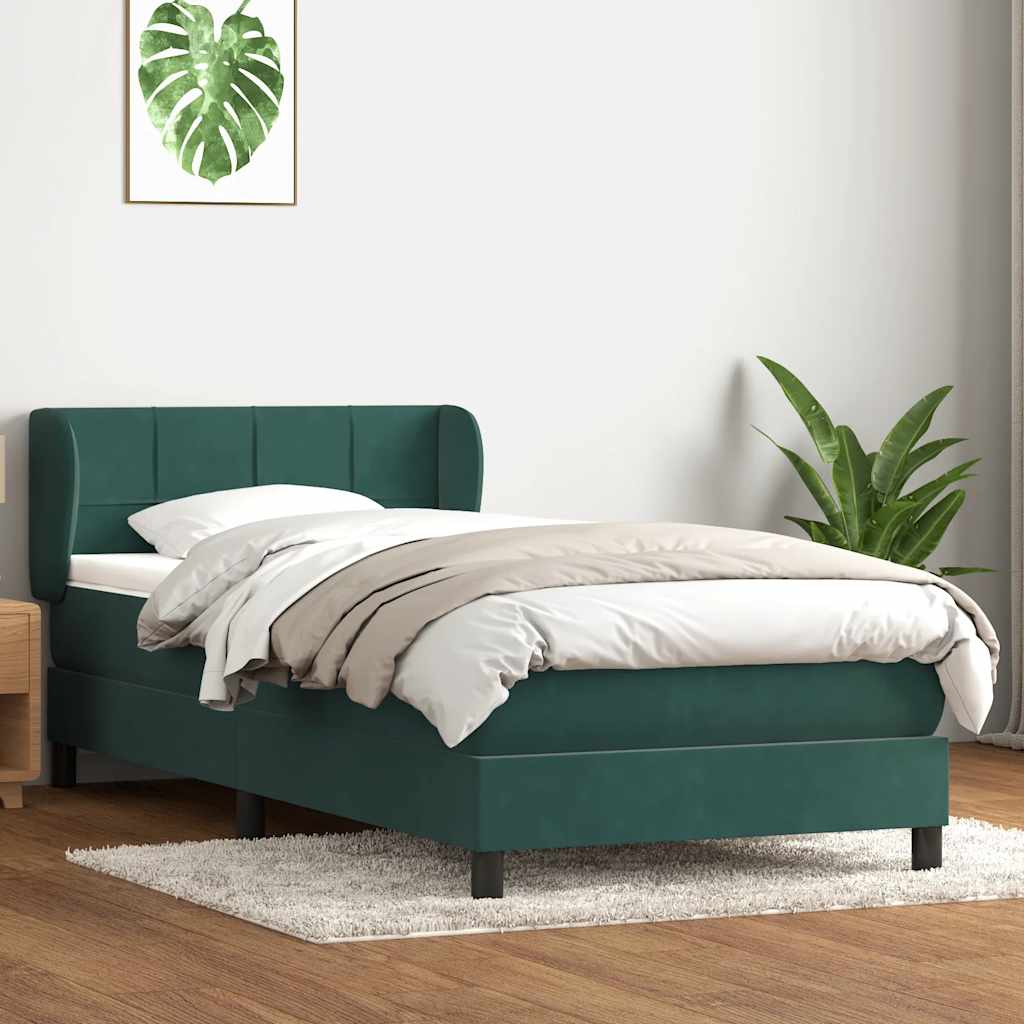 Sommier à lattes de lit et matelas vert foncé 80x210 cm velours