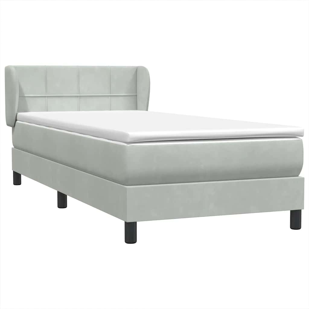 Sommier à lattes de lit et matelas gris clair 90x210 cm velours