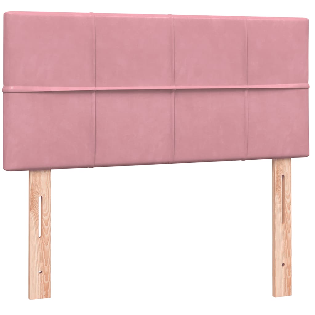 Sommier à lattes de lit avec matelas rose 90x210 cm velours