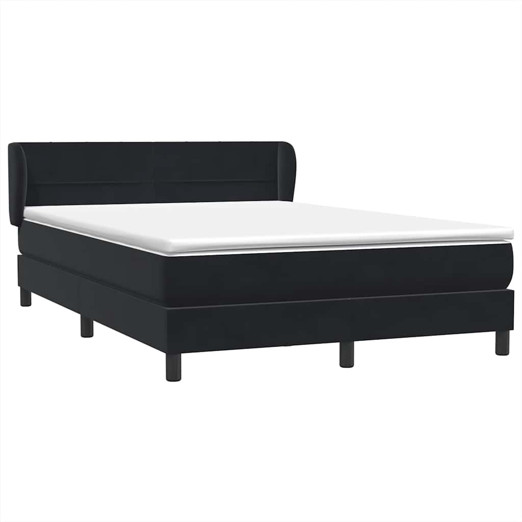 Sommier à lattes de lit avec matelas noir 140x210 cm velours