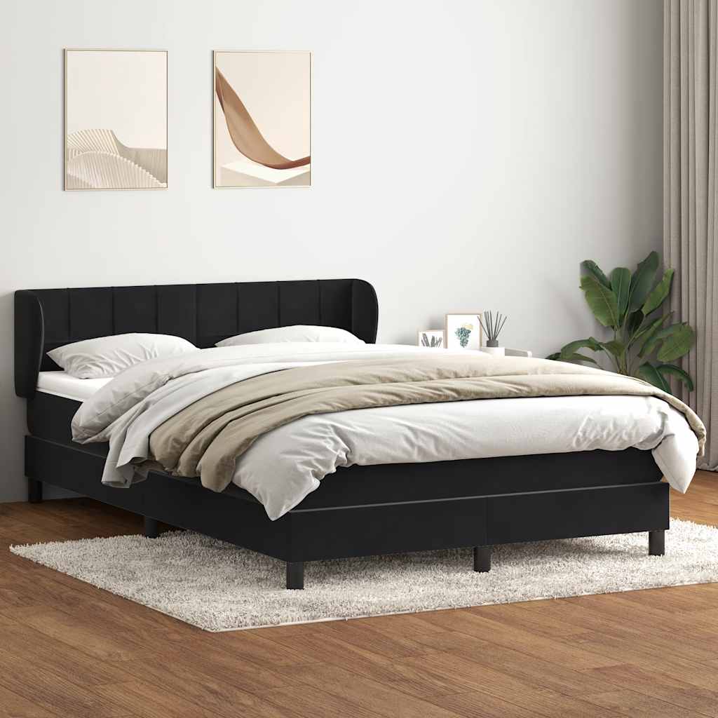 Sommier à lattes de lit avec matelas noir 140x210 cm velours