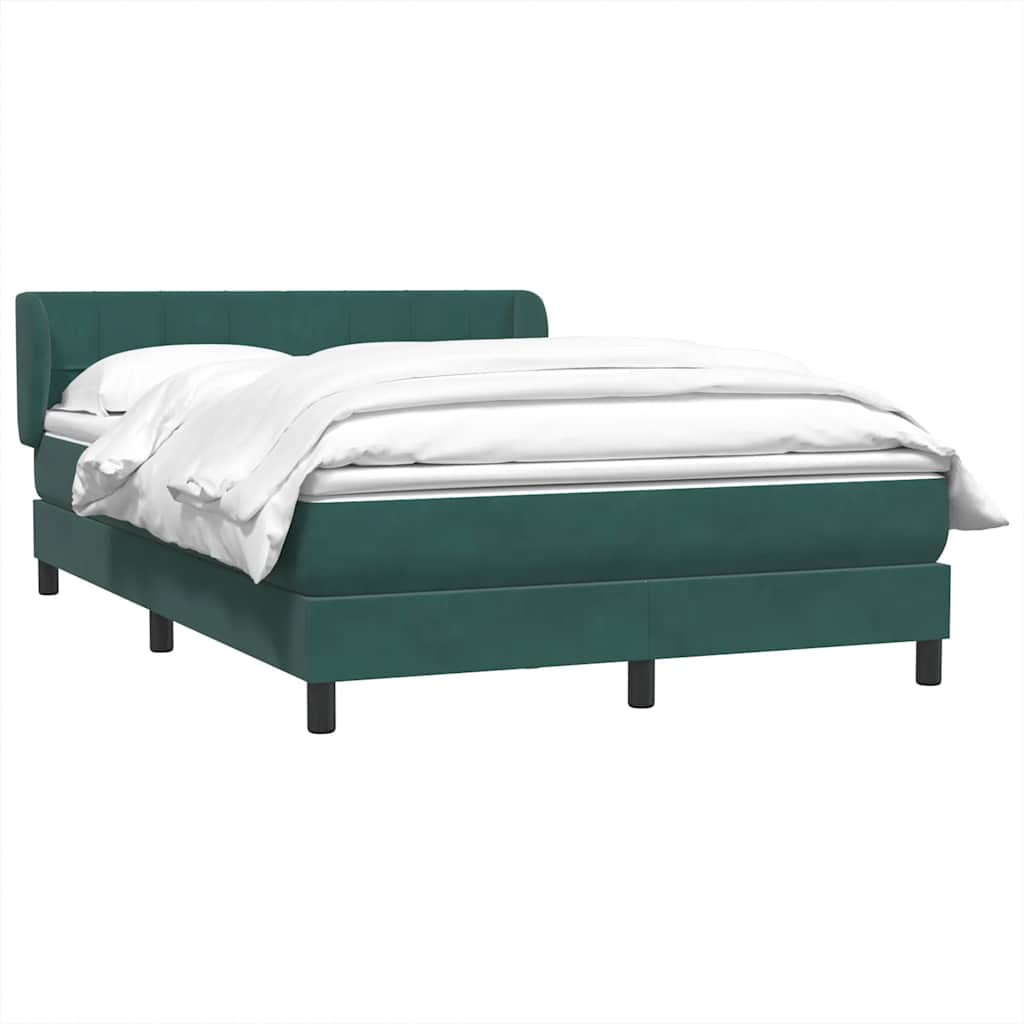 Dark green slatted bed base and mattress 140x210cm velvet