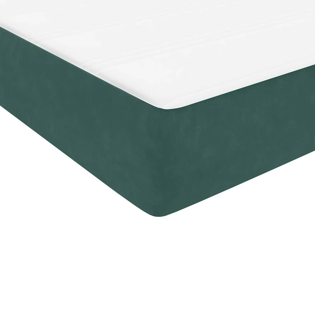 Dark green slatted bed base and mattress 140x210cm velvet