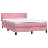 Sommier à lattes de lit avec matelas rose 140x210 cm velours