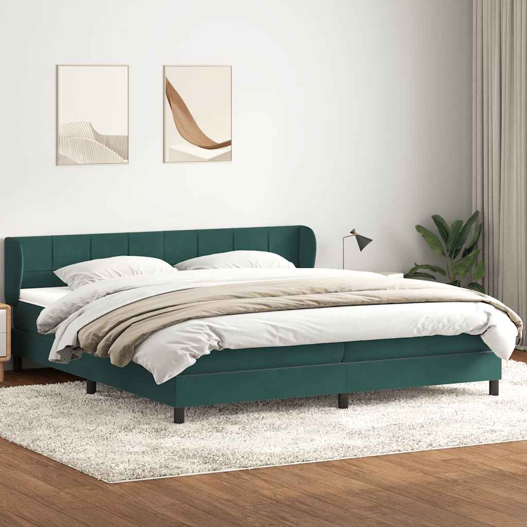 Sommier à lattes de lit et matelas vert foncé 180x210cm velours