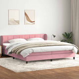 Sommier à lattes de lit avec matelas rose 180x210 cm velours