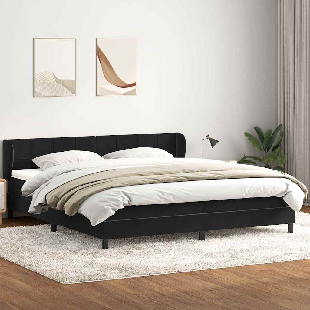 Slatted bed base with black mattress 200x210 cm Velvet