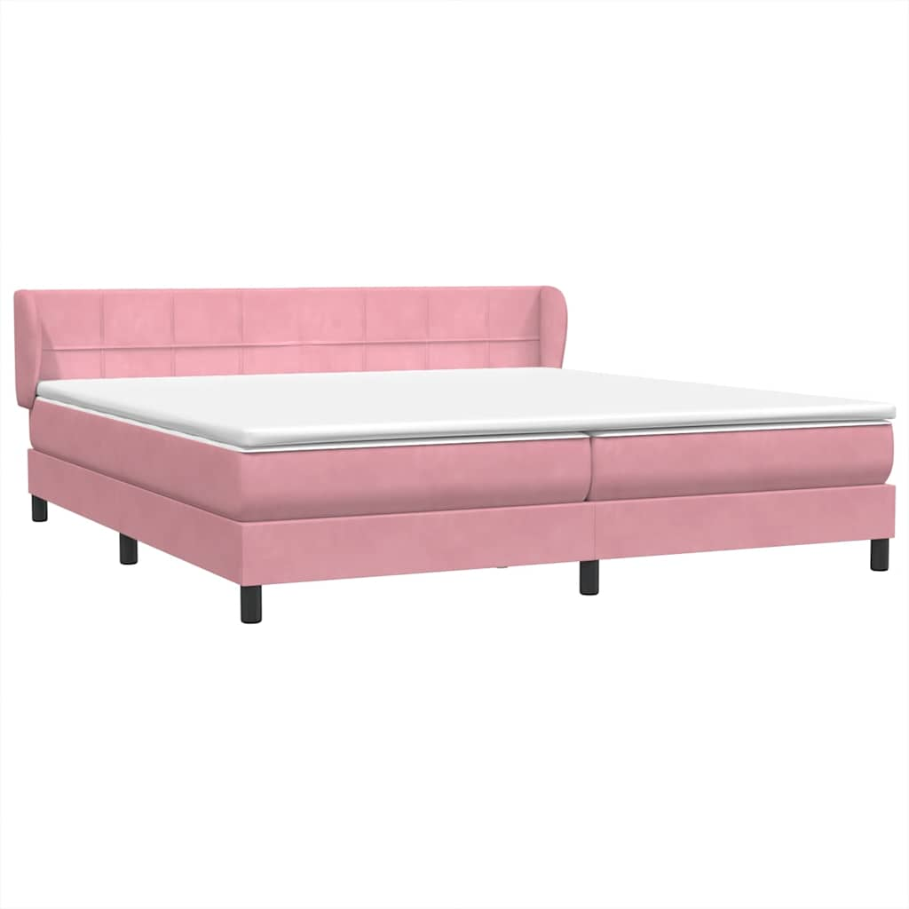 Sommier à lattes de lit avec matelas rose 200x210 cm velours