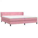 Sommier à lattes de lit avec matelas rose 200x210 cm velours