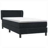 Sommier à lattes de lit avec matelas noir 90x220 cm velours