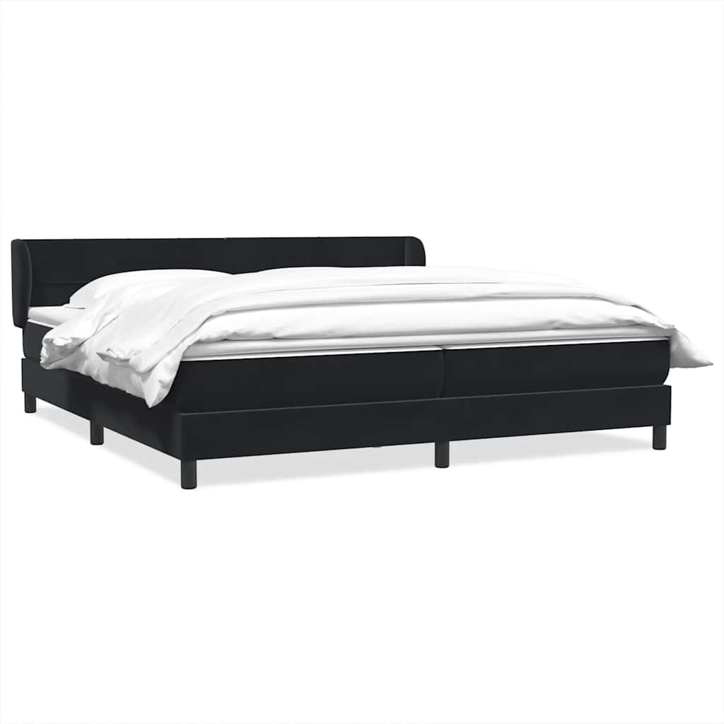 Slatted bed base with black mattress 200x220 cm velvet