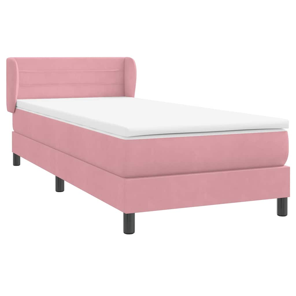 Sommier à lattes de lit avec matelas rose 80x210 cm velours