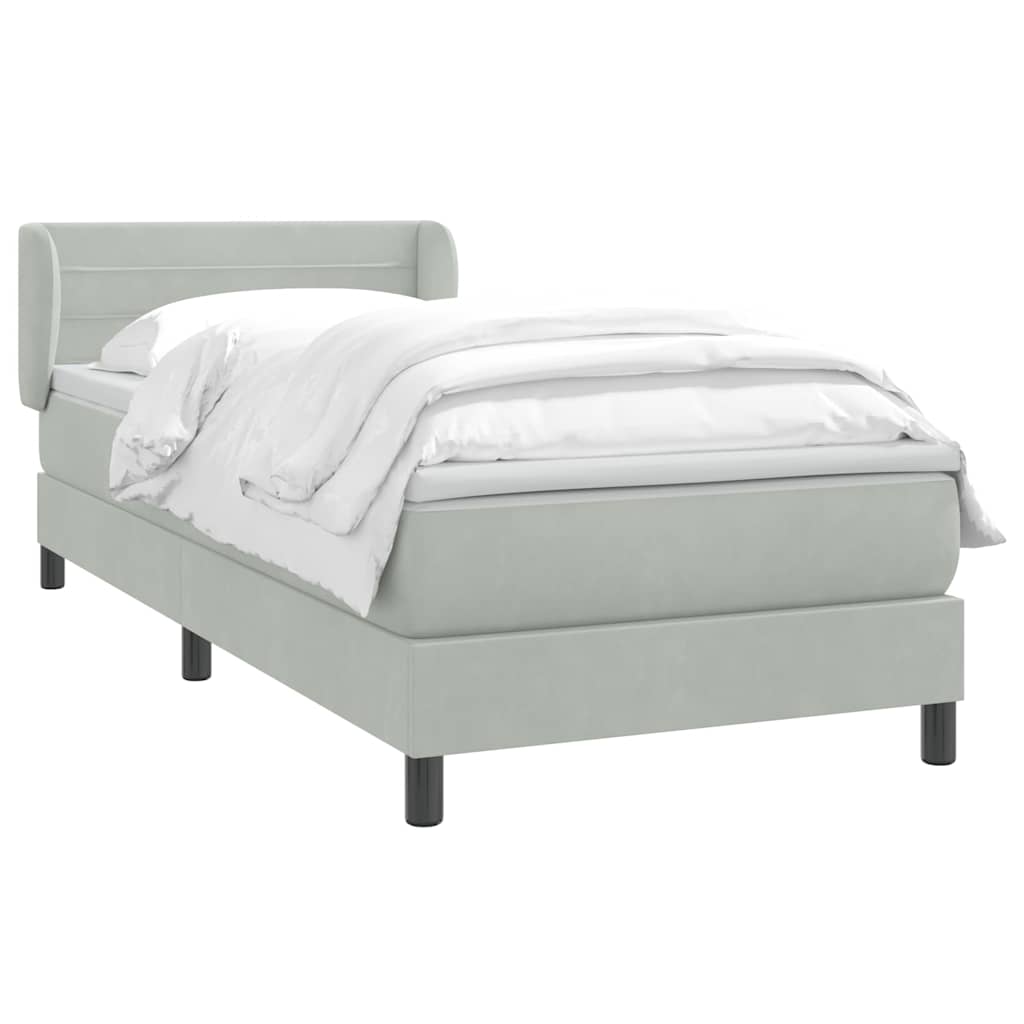 Sommier à lattes de lit et matelas gris clair 90x210 cm velours