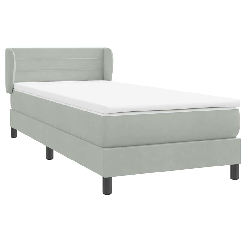 Sommier à lattes de lit et matelas gris clair 90x210 cm velours