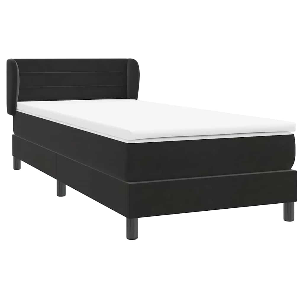 Sommier à lattes de lit avec matelas noir 90x210 cm velours