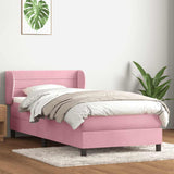 Sommier à lattes de lit avec matelas rose 90x210 cm velours