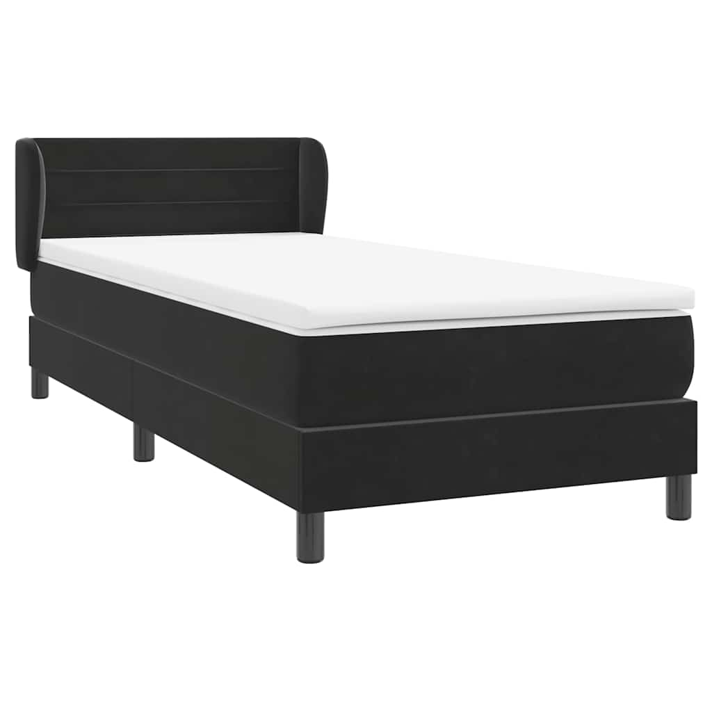 Sommier à lattes de lit avec matelas noir 100x210 cm velours