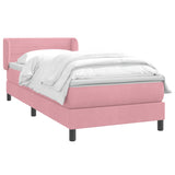 Sommier à lattes de lit avec matelas rose 100x210 cm velours