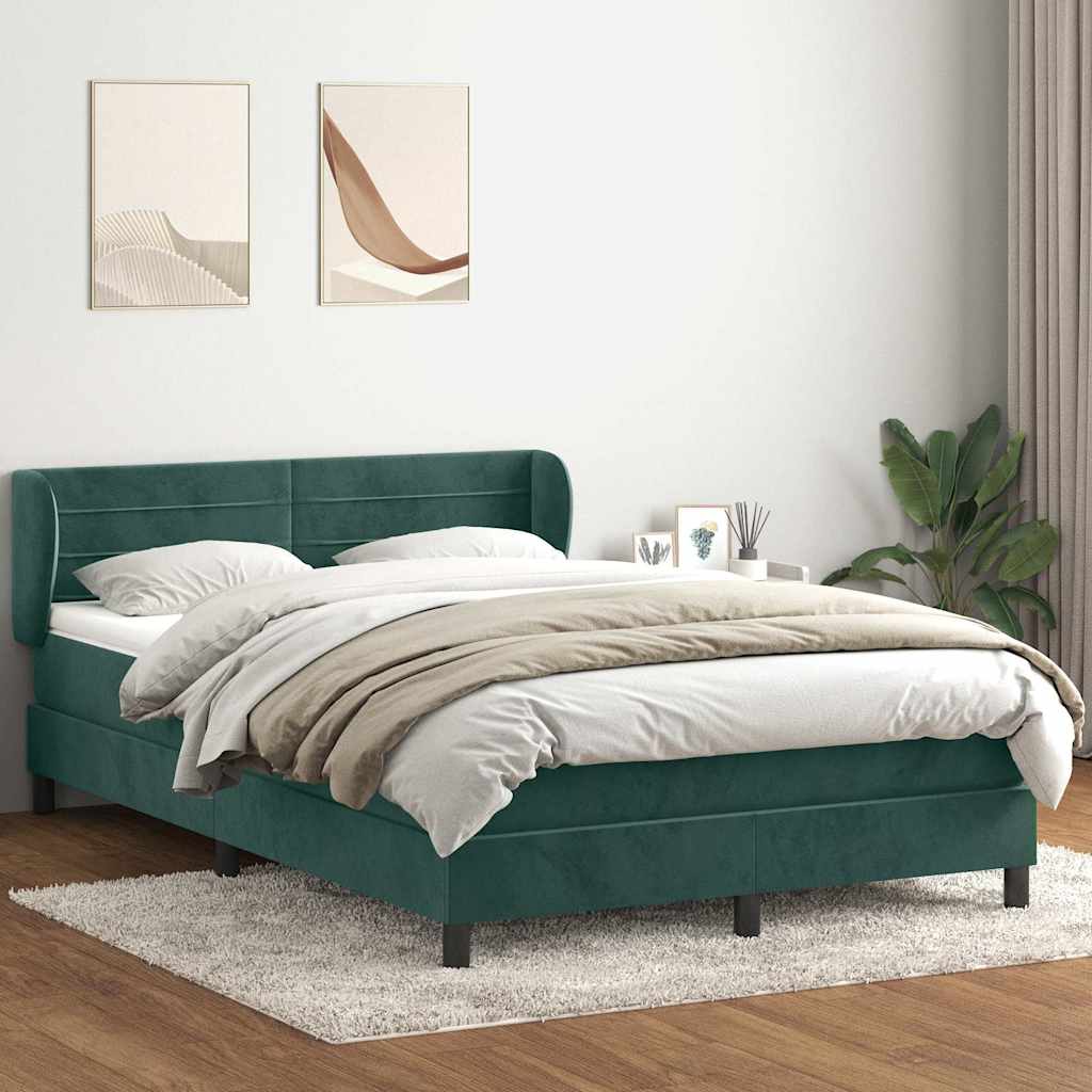 Sommier à lattes de lit et matelas vert foncé 140x210cm velours