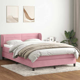 Sommier à lattes de lit avec matelas rose 140x210 cm velours