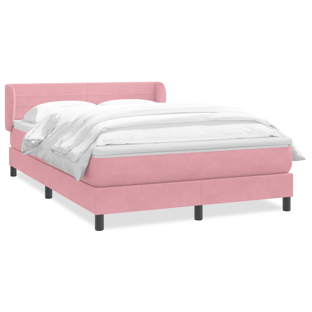 Sommier à lattes de lit avec matelas rose 160x210 cm velours