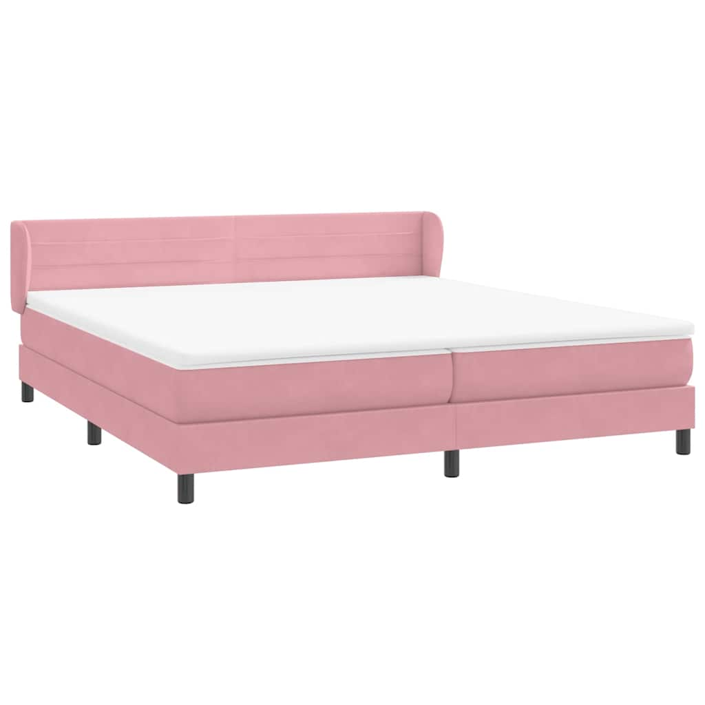 Sommier à lattes de lit avec matelas rose 180x210 cm velours