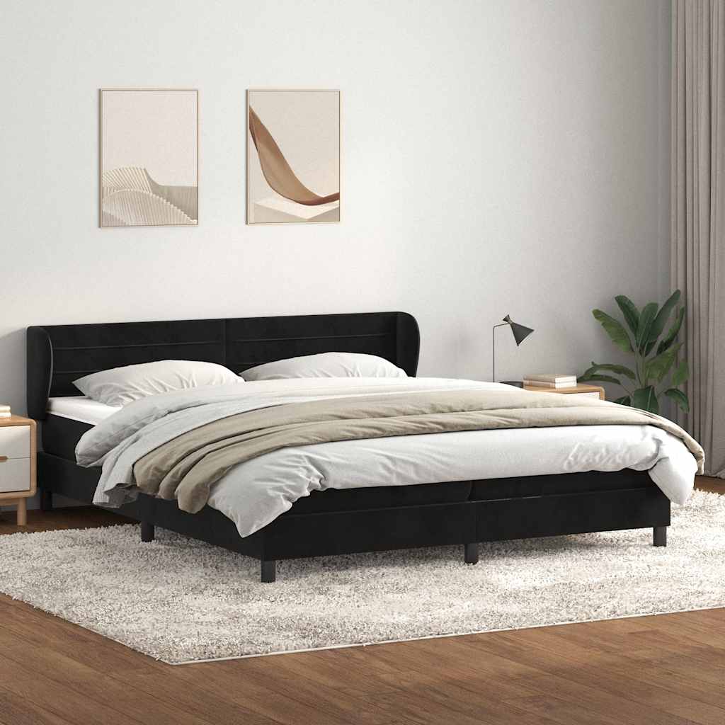 Slatted bed base with black mattress 200x210 cm Velvet