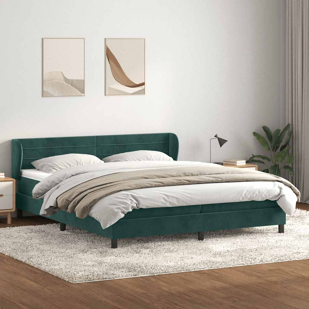 Sommier à lattes de lit et matelas vert foncé 200x210cm velours